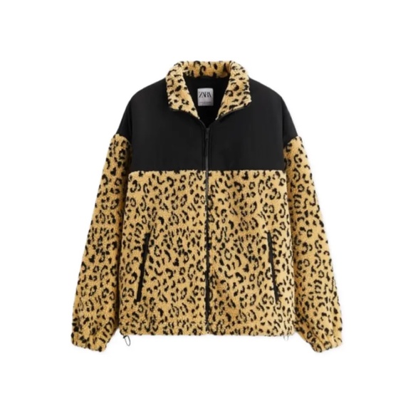 ❤️SOLD❤️NWT ZARA OVERSIZED LEOPARD FLEECE ZIP UP - Picture 1 of 5